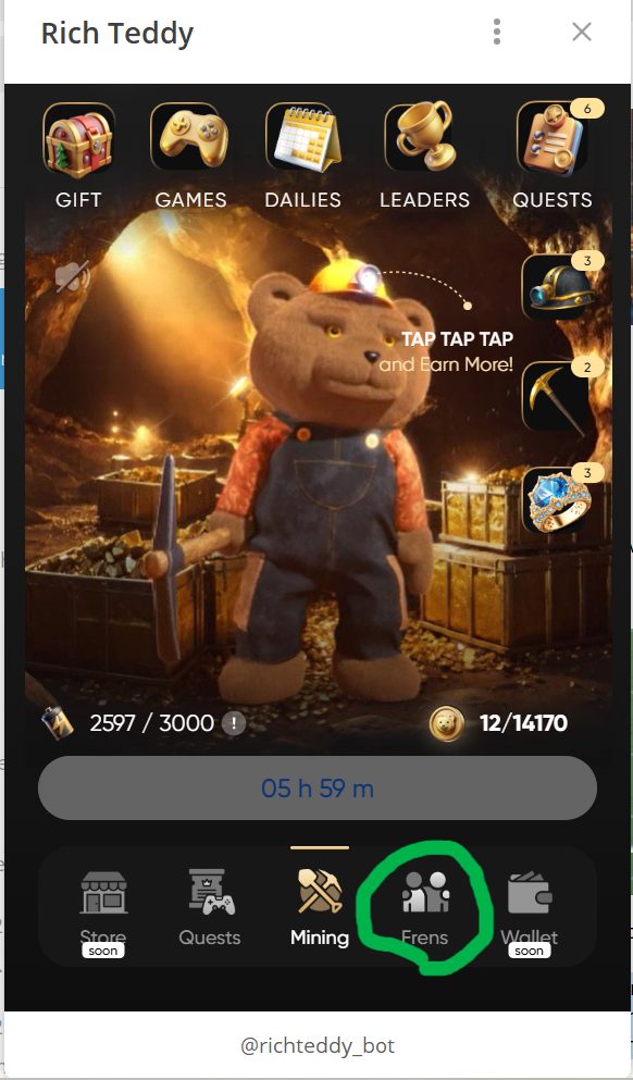 Rich Teddyを友達に紹介する画面1